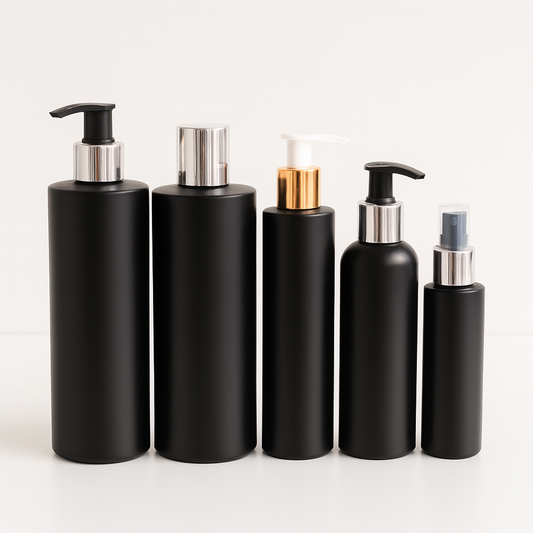 BLACK HDPE BOTTLES - SET OF 12
